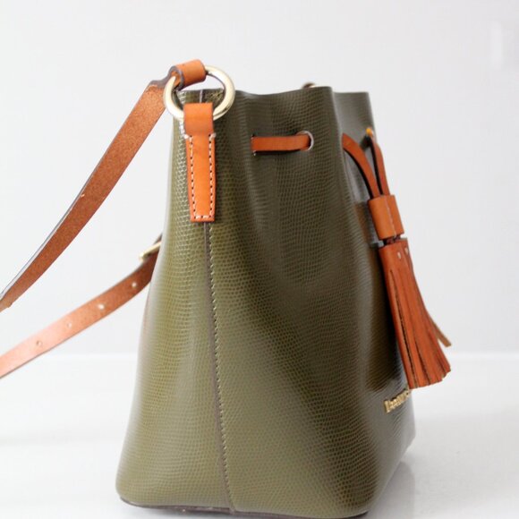 Dooney & Bourke Serena Drawstring Crossbody – Green Embossed Leather - Picture 9 of 16
